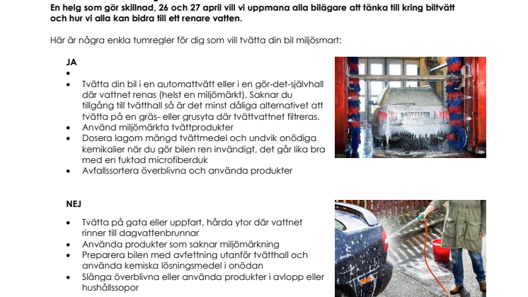 Nu är det dags för Stora Biltvättarhelgen – två dagar när du kan göra en enkel men viktig insats för miljön