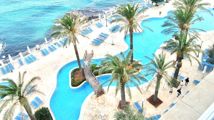 £120,000 view.  From Neil and Kim Bacon's penthouse balcony at Azure's Golden Sands resort