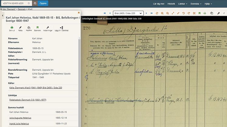 Nya sökbara uppgifter i ArkivDigitals största register