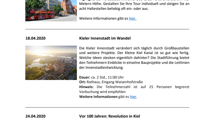 Veranstaltungen im April 2020