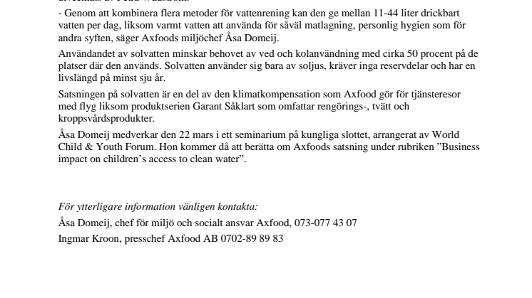 Axfood satsar på Solvatten i Uganda