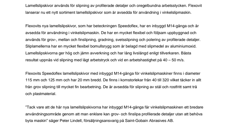 Nya lamellslipskivor från Flexovit