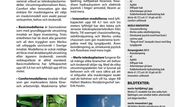 Basic, Comfort eller Innovation: Enkel och trygg valfrihet med Merlo 
