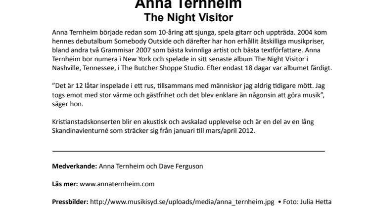 Anna Ternheim • The Night Visitor