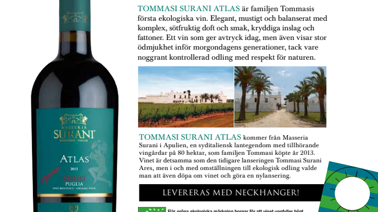 Premiär för ett ekologiskt vin från Tommasi Viticoltori!