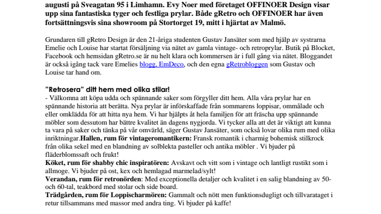 PRESSINBJUDAN: Öppet hus 30/8 med retrodesign
