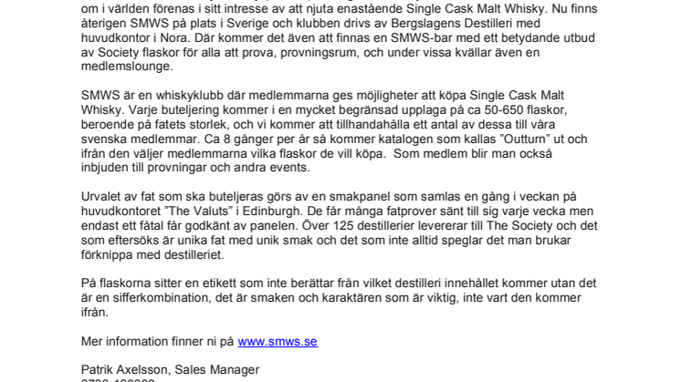 Värdens exklusivaste whiskyklubb nu i Sverige