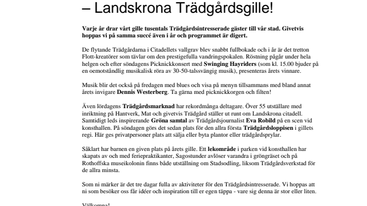 Knappt en vecka kvar till Landskronas största Trädgårdsfest – Landskrona Trädgårdsgille!