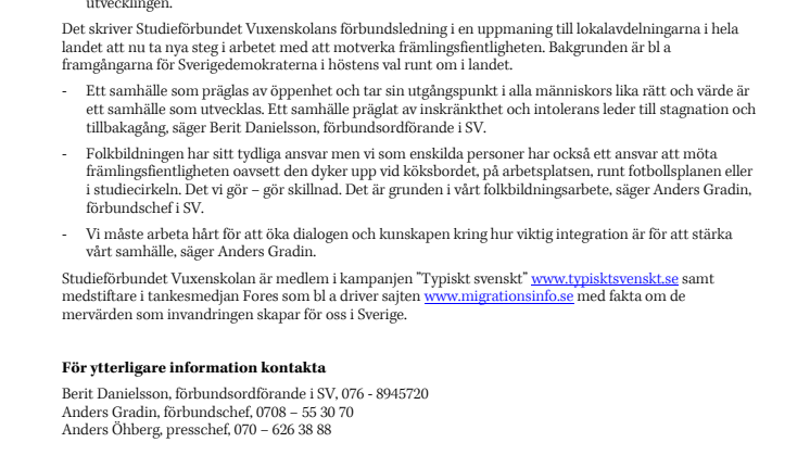 Folkbildning mot främlingsfientlighet