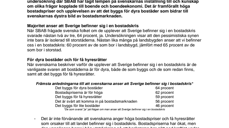 Svenskarnas bild av bostadsmarknaden är dyster – för dyster? 