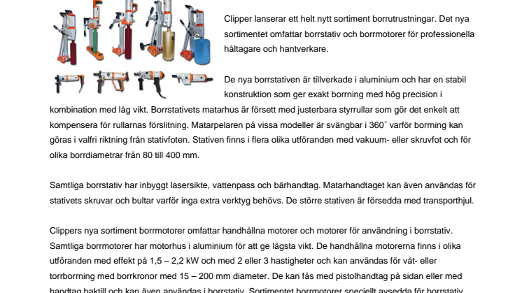 Nytt sortiment borrutrustningar från Clipper