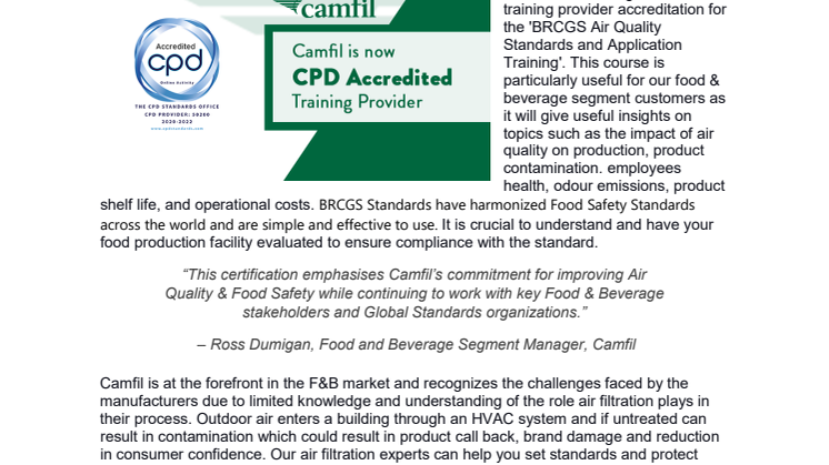 Camfil CPD training accreditaion for f&b segment.pdf