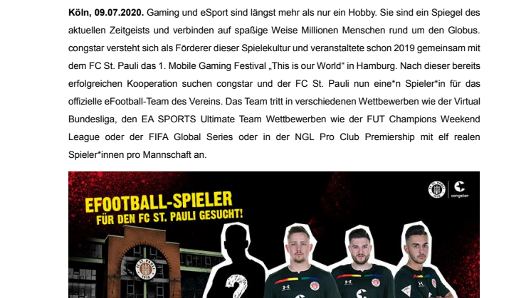congstar sucht dich: Werde eFootball-Spieler*in beim FC St. Pauli!
