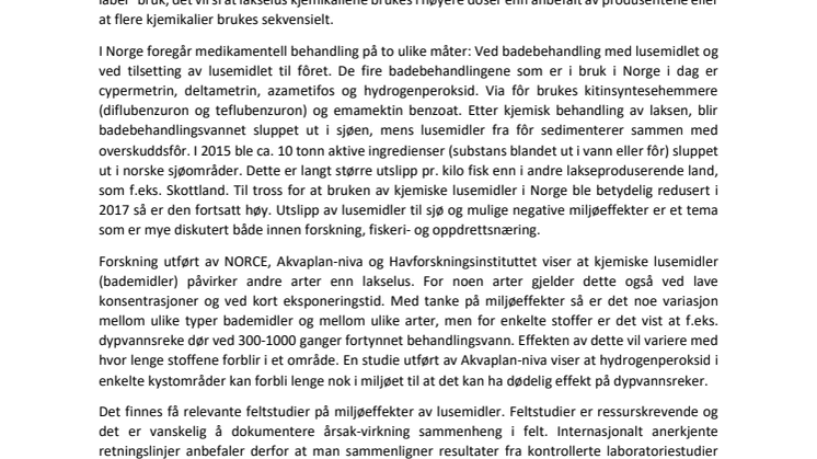 Kjemisk avlusing i oppdrett: fakta og føre-var