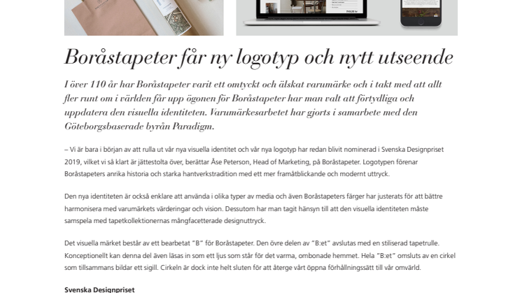 Boråstapeter får ny logotyp och nytt utseende