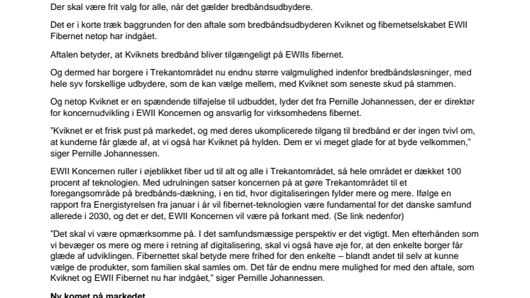 Kviknet slutter sig til EWIIS åbne fibernet