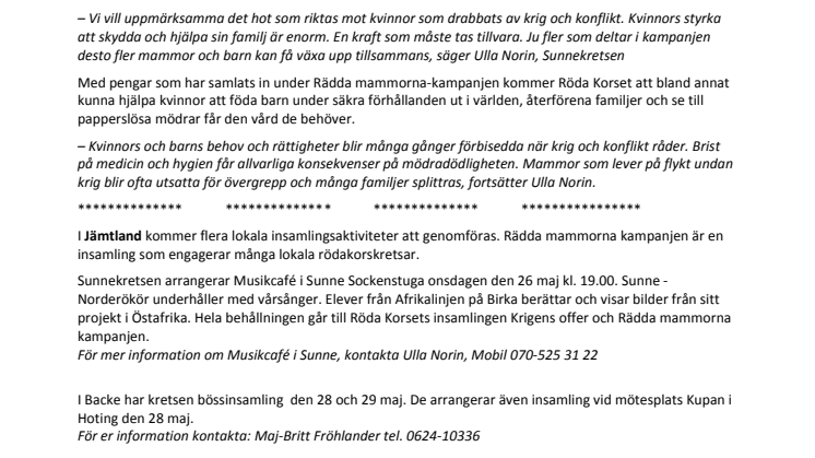 Röda Korset kraftsamlar inför Mors dag