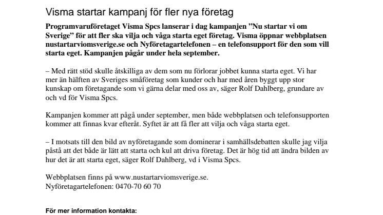 Visma startar kampanj för fler nya företag