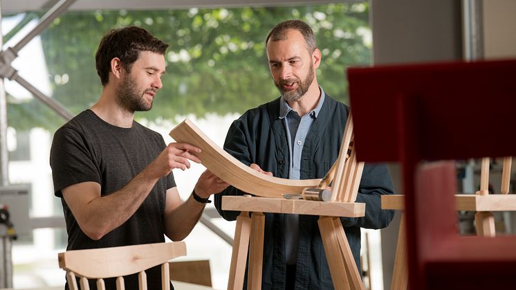 Philip Luscombe and Anthony Forsyth prepare for the exhibition
