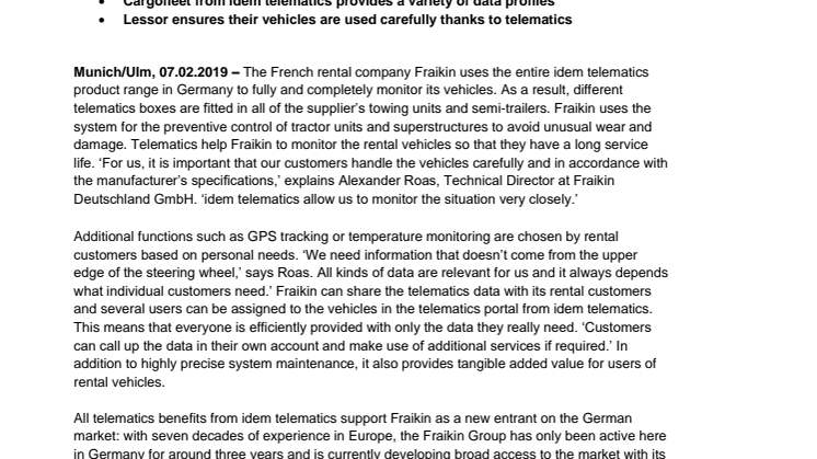 idem telematics ensures rental vehicles have a long service life