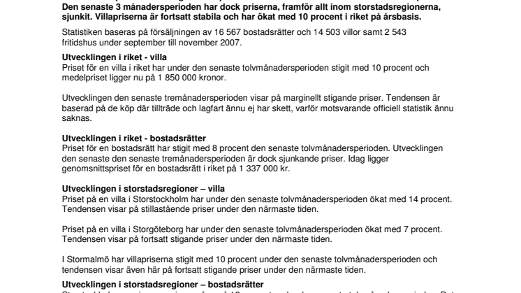 Fortsatt dämpad bostadsrättsmarknad i storstadsregionerna