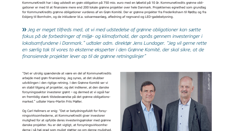KommuneKredit udsteder grøn obligation på 750 millioner euro