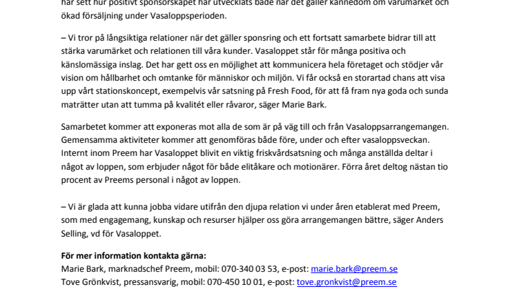 Preem förlänger samarbetet med Vasaloppet