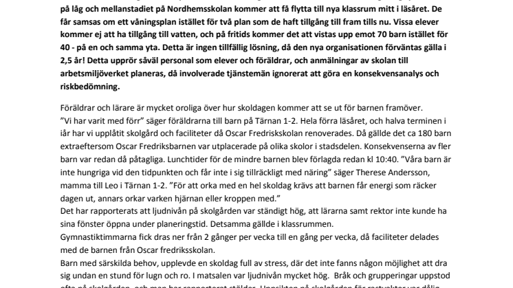 Nordhemsskolan i centrala Göteborg i uppror- fick besked att ytterligare 300 barn flyttar in i januari 2012!