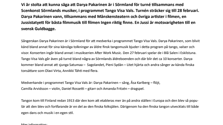 En Jussivinnare på turné i Sörmland