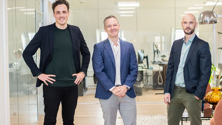 GreenMinds hidtidige ejere, Jakob Højland (til venstre) og Brian Funch, (til højre) samt andre nøglemedarbejder fortsætter i ledende roller i den nye organisation. Foto: PR.