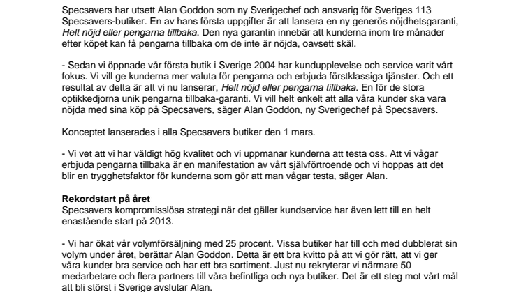 Specsavers lanserar nytt garantikoncept 