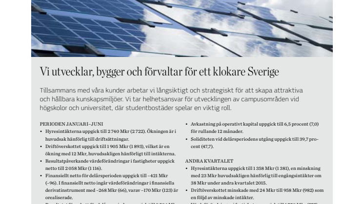 Delårsrapport 1 januari - 30 juni 2016