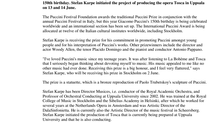 Stefan Karpe receives International Puccini Award