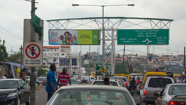 Traffic jam in Lagos, the largest city in Nigeria and the African continent. Lagos is one of the fastest growing cities in the world.