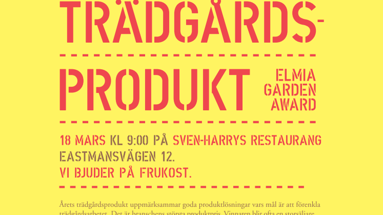 Välkomna till prisutdelning för Årets Trädgårdsprodukt 2015