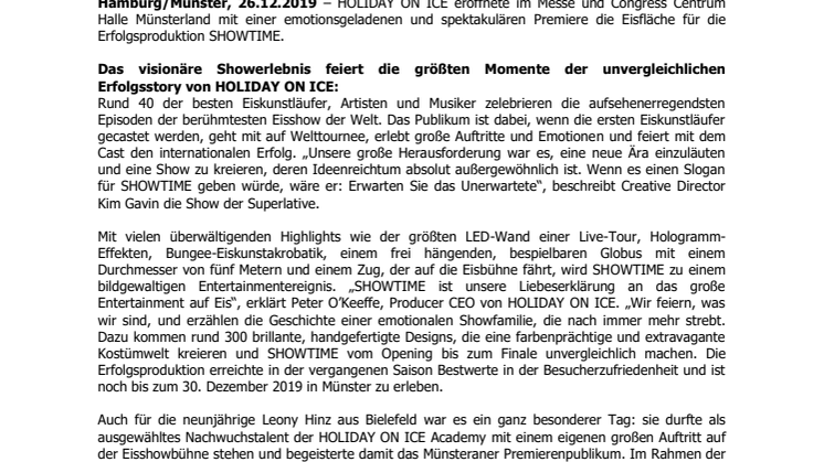 It’s SHOWTIME: HOLIDAY ON ICE feiert erfolgreiche Premiere in Münster