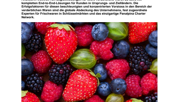 Ehrgeizige Wachstumspläne für neu lanciertes Panalpina Perishables Network