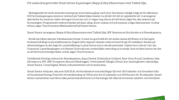 Seniorkryssning med storslagen underhållning