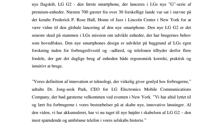 LG G2 INTRODUCERER EN NY ÆRA FOR SMARTPHONE-DESIGN