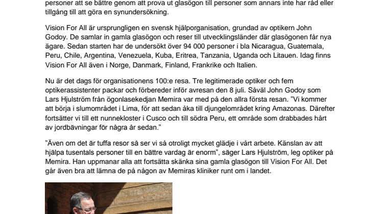 100:e resan för bättre syn sedan 1995