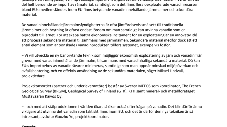 Ny teknik ska minimera Europas vanadinimport