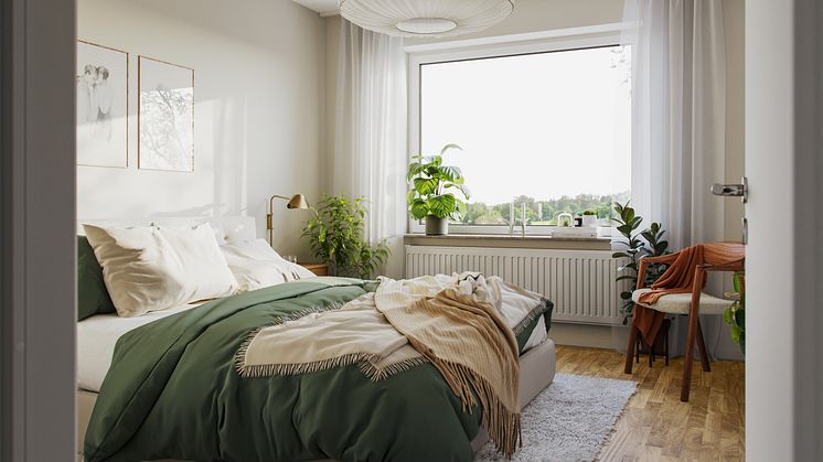 Visulent.Stena.Fastigheter.Trägården.Sovrum. HUS D