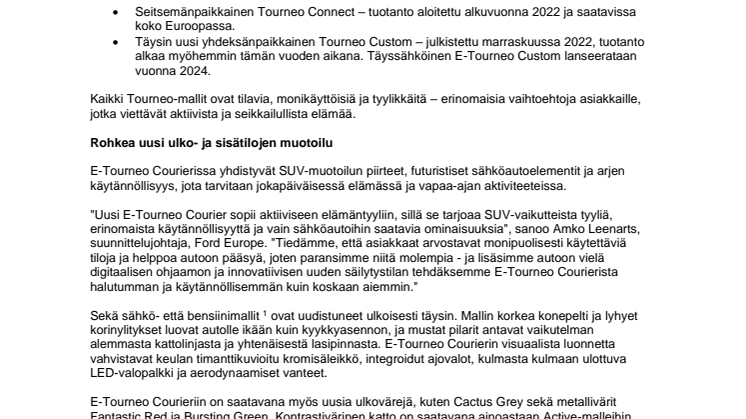 E-Tourneo Courier, faktat