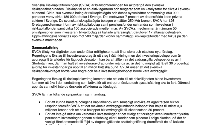 Remissyttrande Fi2012/3858 Investeraravdrag