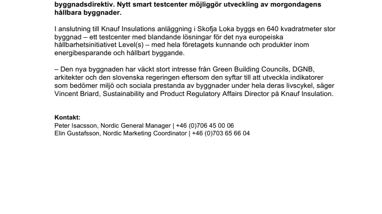 Knauf Insulations forskning banar väg för en hållbar europeisk byggnadslagstiftning