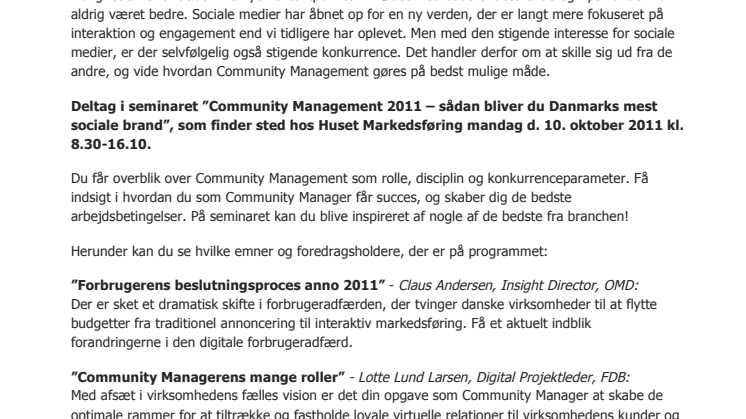 Mindjumpers deltager i "Community Management 2011"