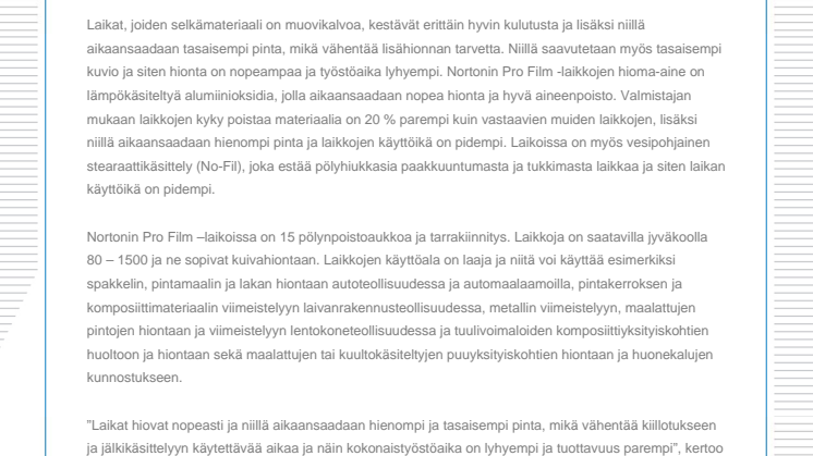 Tehokkaampaa hiontaa uusilla kalvollisilla laikoilla