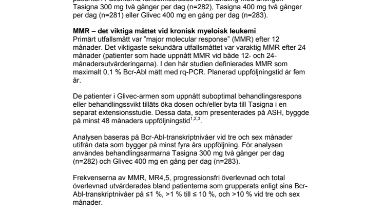 Kronisk myeloisk leukemi – Fakta om ENESTnd-studien 
