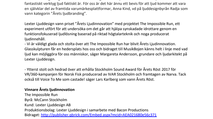 Vinnarna i Stockholm Sound Award 2017