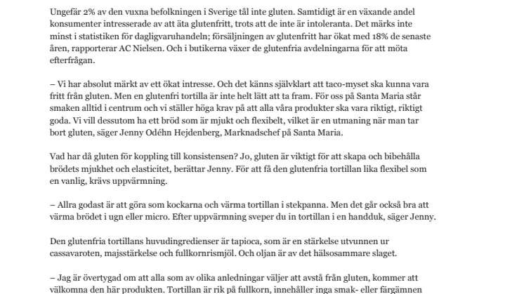 På allmän begäran: Glutenfri tortilla från Santa Maria